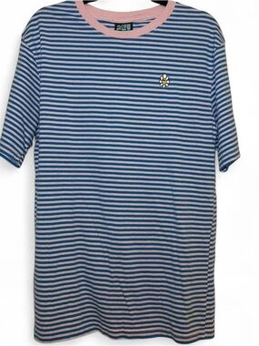 Alab Blue/Pink Striped Tee with Daisy Patch